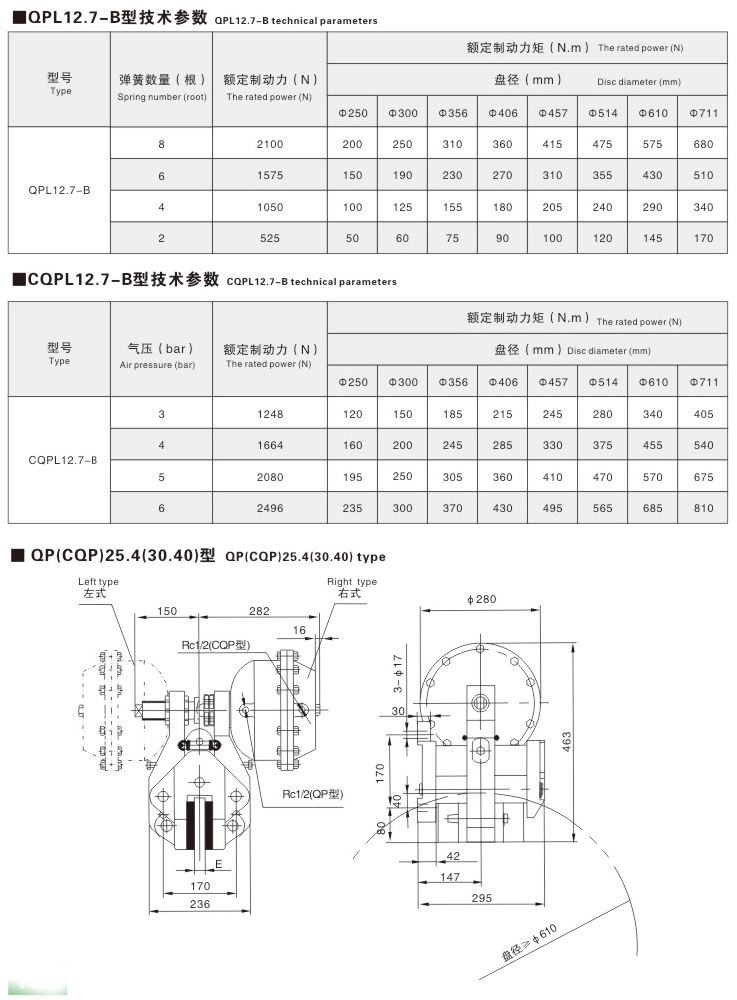 QP、CQP系列氣動鉗盤式制動器10