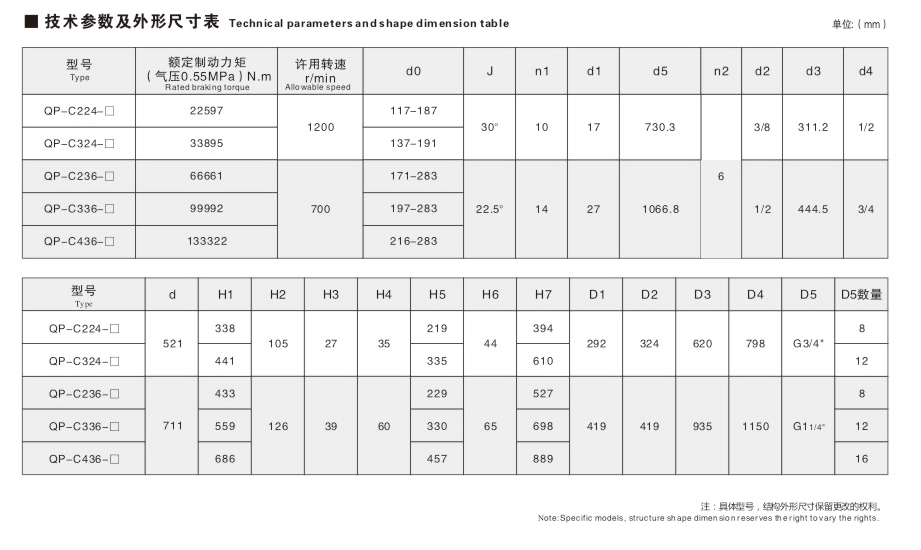 QP-C系列常開氣動全盤制動器02